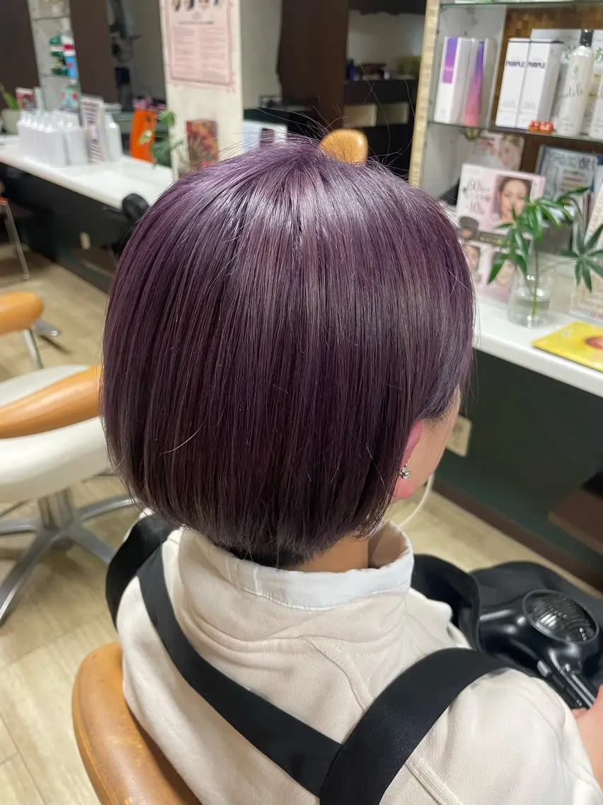 ショート カラー バイオレットカラー ヘアカラー 徳留 もも花のヘアスタイル