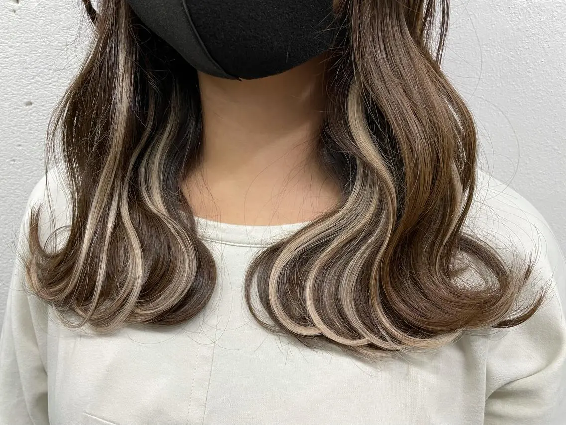 ロング カラー シールエクステ バレイヤージュ ミストバング ダブルカラー  フェイスフレーミング ヘアカラー エクステ 🧡艶髪/エクステ 🫧🧡YUKI❄️のヘアスタイル
