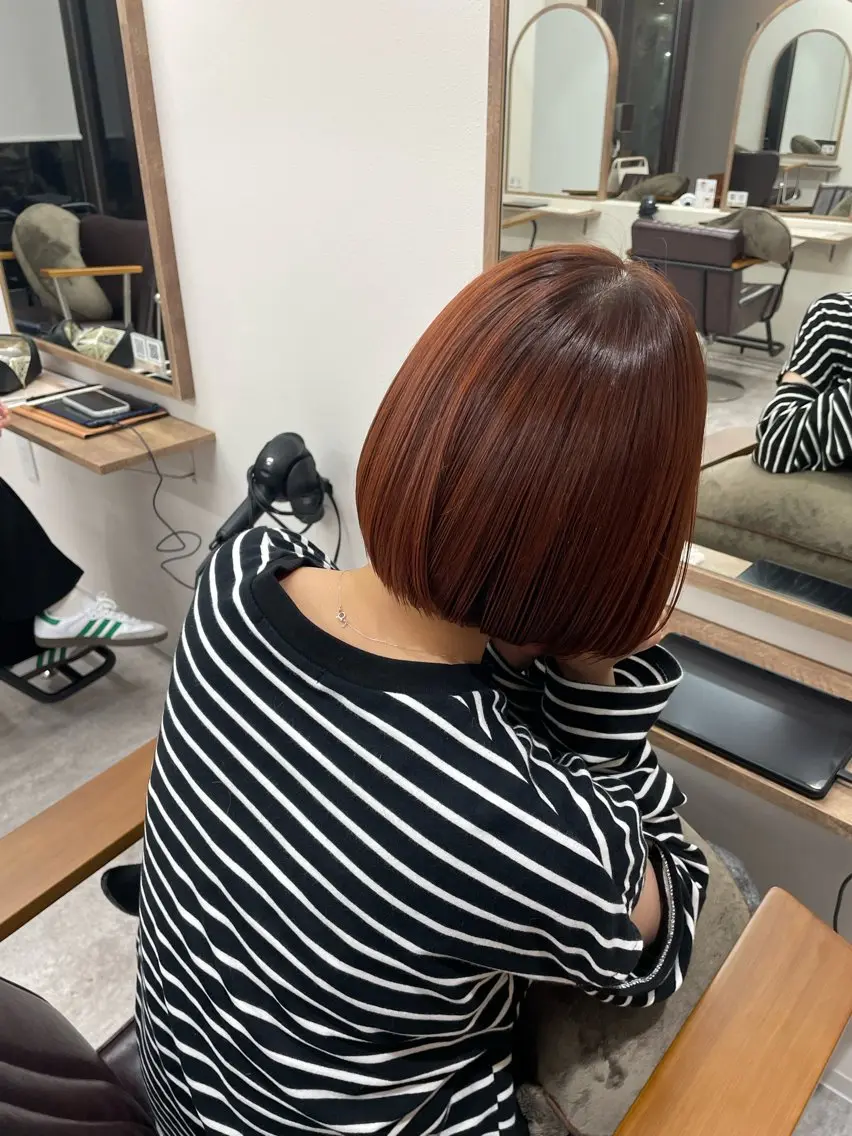 ショート カラー アプリコットブラウン ブラウンカラー 森田 亜海のヘアスタイル