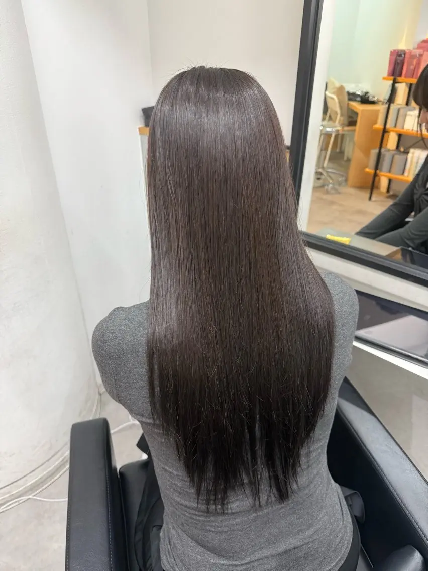 ロング パーマ 縮毛矯正 新宿/ベージュ/ 透明感カラー/タクマのヘアスタイル