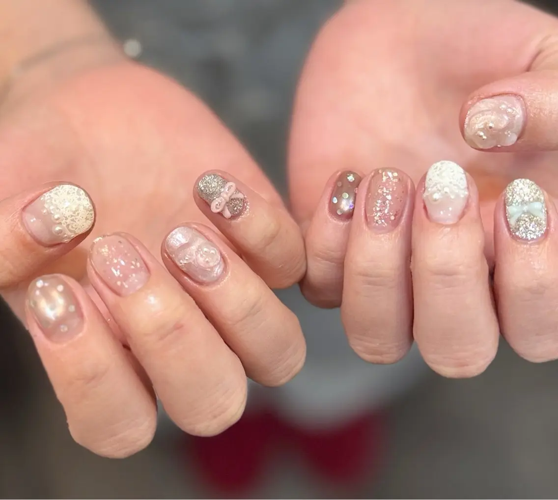ネイル メンズネイル ニュアンスネイル リボン ハンドネイル MIMnail メンズネイリストのネイルデザイン