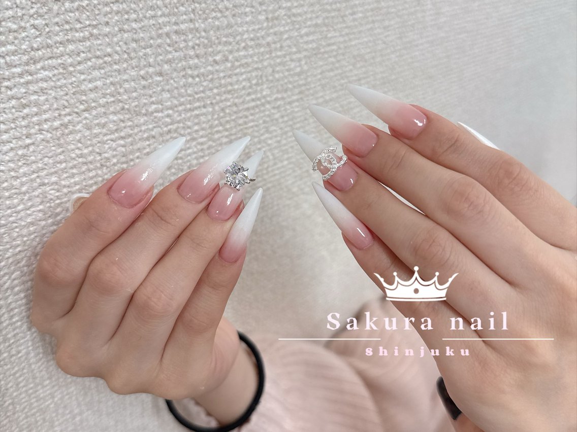 ネイル オーロラネイル クリアネイル フラッシュネイル フレンチネイル ジェルネイル ハンドネイル Sakura Nail Salonのネイルデザイン
