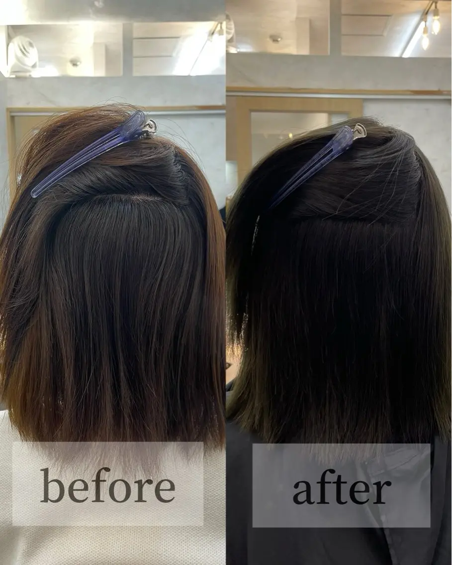 ミディアム パーマ カット ヘアカラー 縮毛矯正 トリートメント 高橋 芽衣のヘアスタイル