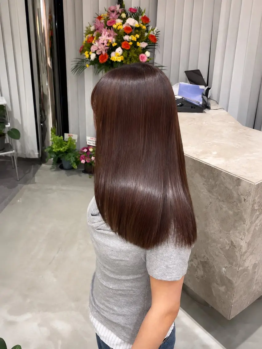 セミロング くせ毛 縮毛矯正 奥村 和也のヘアスタイル