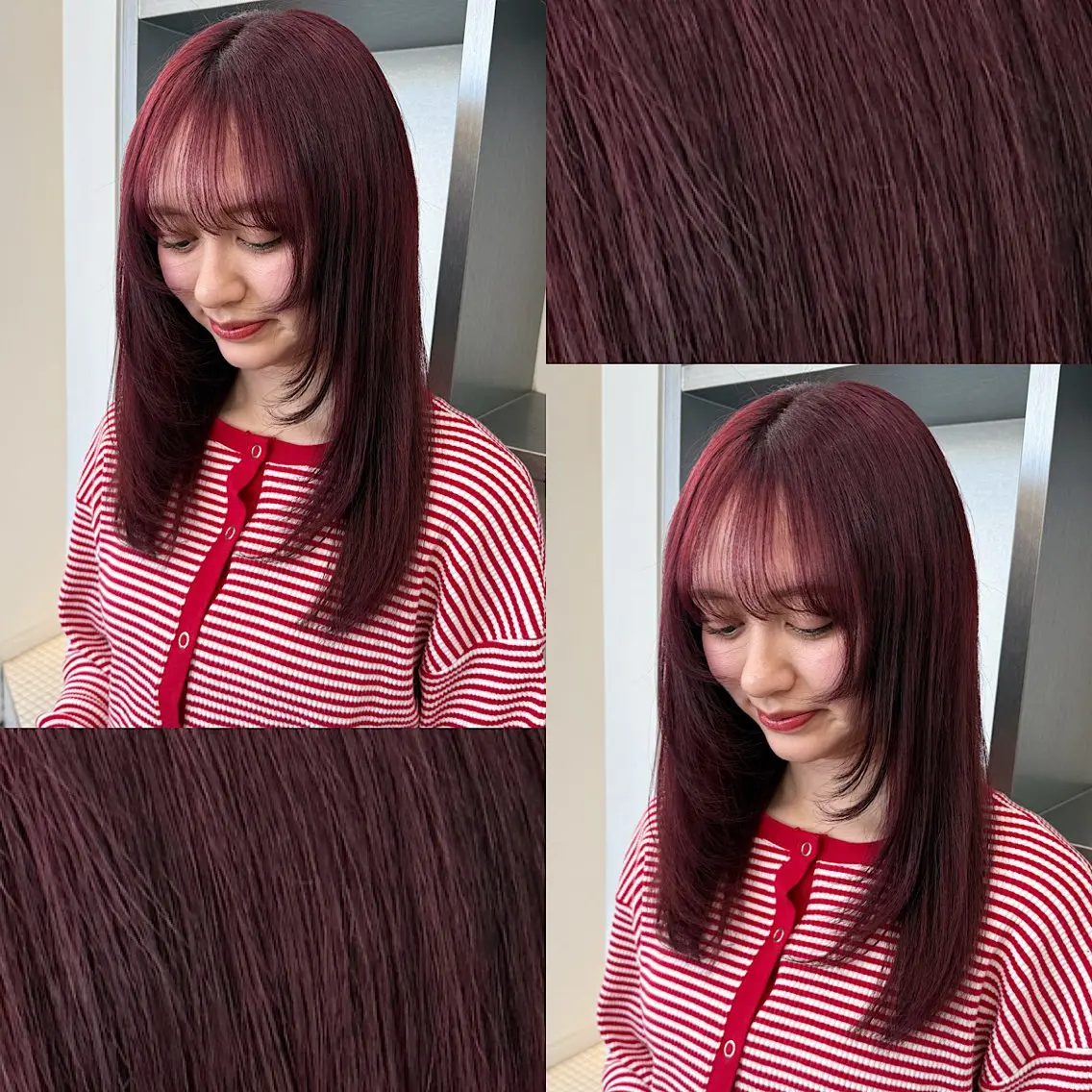 ミディアム カラー レッドカラー 🍒暖色✖️レイヤー ／Haruna🍒のヘアスタイル