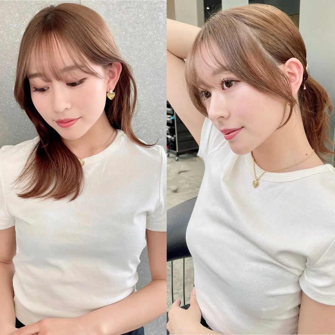 セミロング カット ヘアカラー トリートメント 山本翔一郎 韓国顔周りレイヤーのヘアスタイル