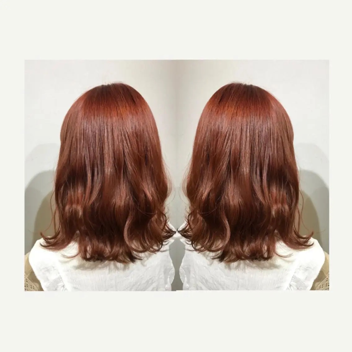 ミディアム カラー レッドカラー yui .のヘアスタイル