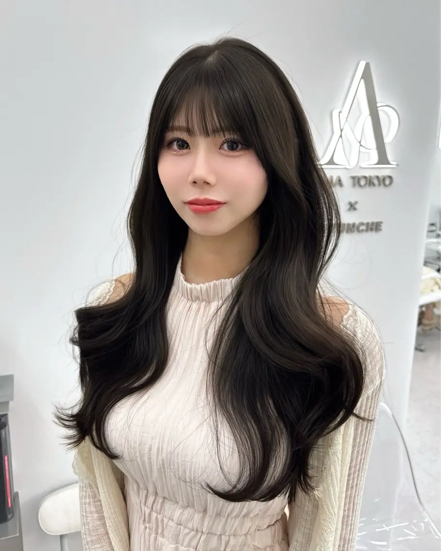 ロング カラー 顔周りカット 韓国風ヘア カット ヘアカラー トリートメント 顔周り特化/韓国ヘア /レイヤー/吉野幸大のヘアスタイル