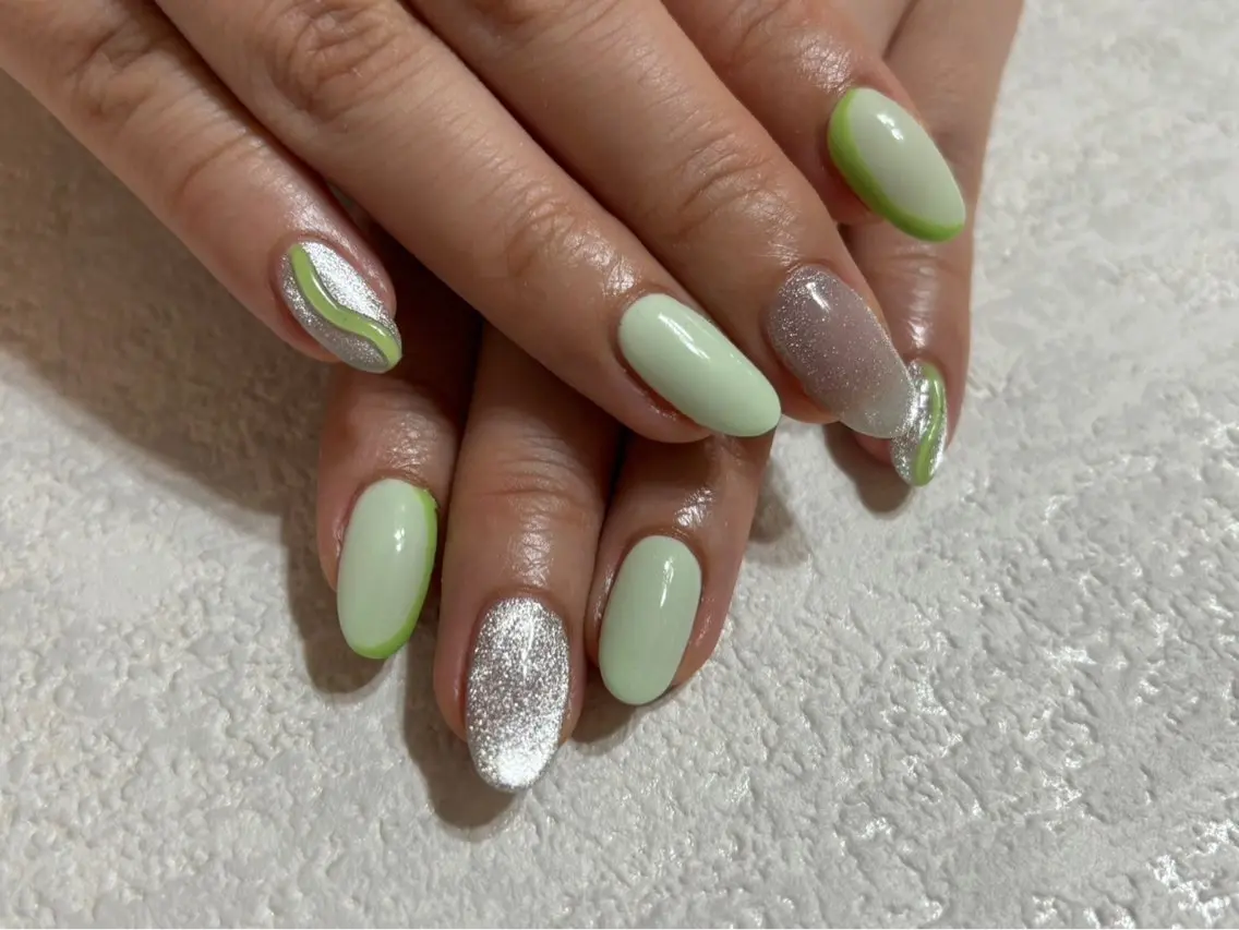 ネイル オーロラネイル フットネイル フレンチネイル ジェルネイル 韓国ネイル ハンドネイル kiki nail &brow二子玉川のネイルデザイン
