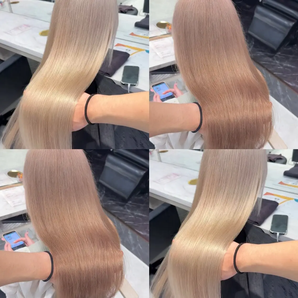 セミロング カラー ベージュカラー ブリーチ ブロンド ミルクティーベージュ ピンクカラー ヘアカラー 【🥀履歴修正🥀】 ハイトーン職人/拓真のヘアスタイル