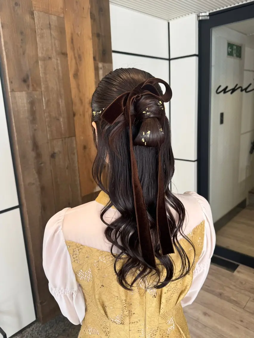 ヘアアレンジ ハーフアップ ヘアセット 内沼 恵留菜のヘアスタイル
