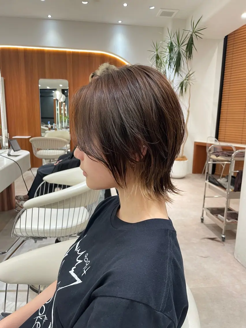 ショート カラー ショートボブ 丸みショート イルミナカラー ボブ 髪質改善 【渋谷】ボブ・ レイヤーボブ特化✂︎のヘアスタイル