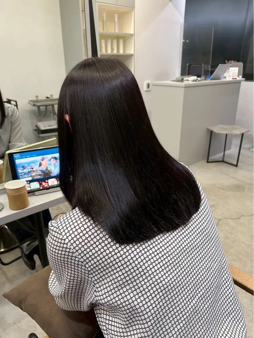ミディアム パーマ 縮毛矯正 絶対可愛い暖色カラー 🌷うる艶🌷結奈✨のヘアスタイル