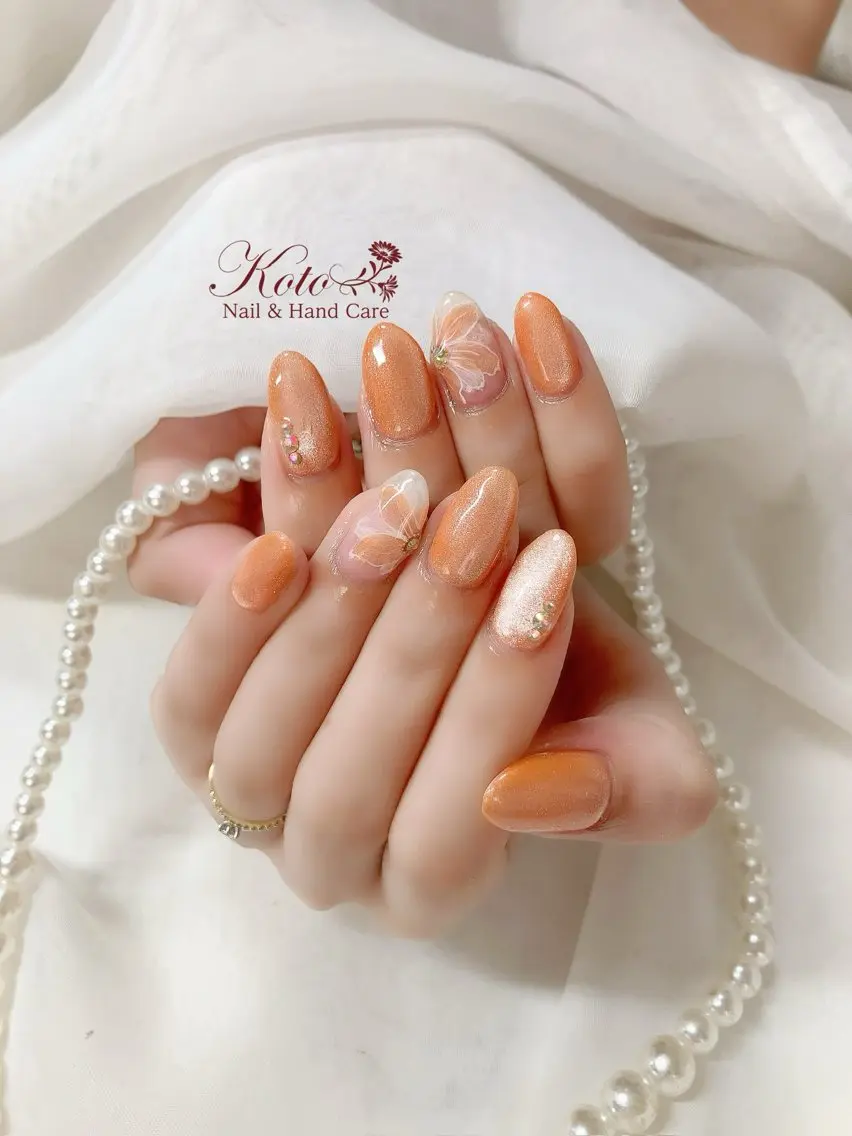 ネイル 長さ出し ジェルネイル 持ち込み ニュアンスネイル 赤色 Nail Salon KOTOのネイルデザイン