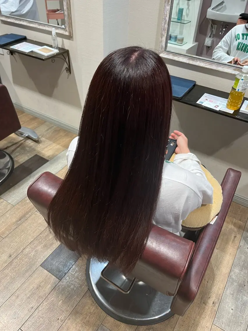 ロング カラー パープルカラー 髪質改善 トリートメント 顔まわり/透け感 カラー/青栁優🔆のヘアスタイル