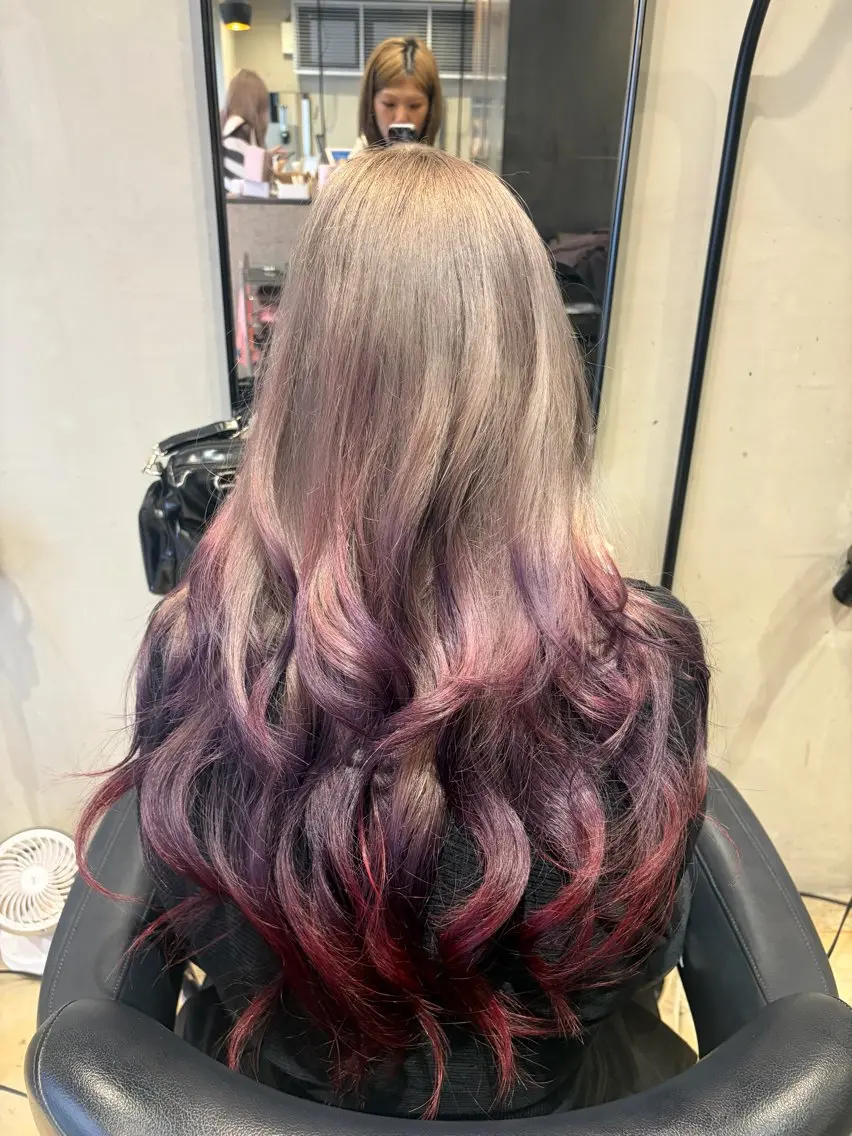 ロング カラー デザインカラー カット ヘアカラー トリートメント みわ/博多 ブリーチ/メンズヘアのヘアスタイル