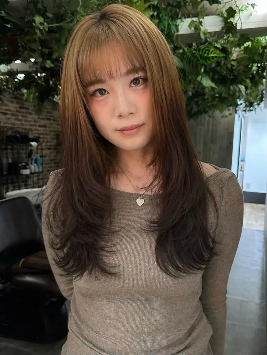セミロング カット ヘアカラー 艶カラー/フェイス レイヤー/たむのヘアスタイル