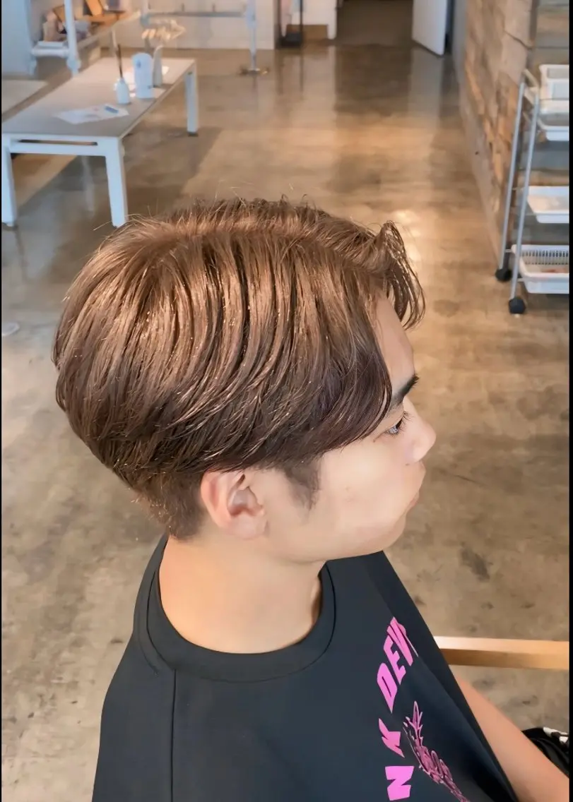 ショート カラー メンズ ブラウンカラー ミルクティーブラウン メンズパーマ 特化/中川拓也のヘアスタイル