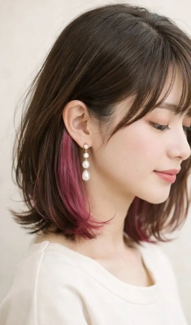 カラー イヤリングカラー ピンクカラー ヘアカラー SUGAR/渡邊 大樹のヘアスタイル