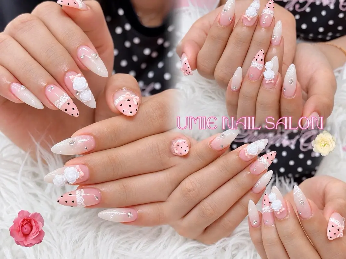 ネイル フットネイル フレンチネイル ジェルネイル ガラスフレンチ マグネットネイル UMIE NAIL SALONのネイルデザイン