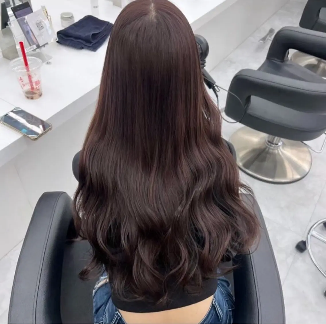 ロング カット ヘアカラー トリートメント 顔まわりレイヤー/諒 オリーブカラー/天神のヘアスタイル