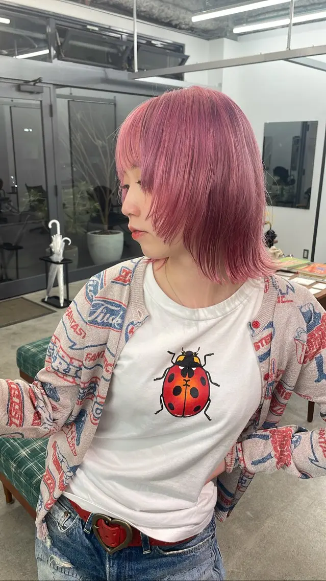 ショート カラー ブリーチ ダブルカラー ハイトーンカラー ピンクカラー 顔周りカット/透明感 カラー/rioのヘアスタイル
