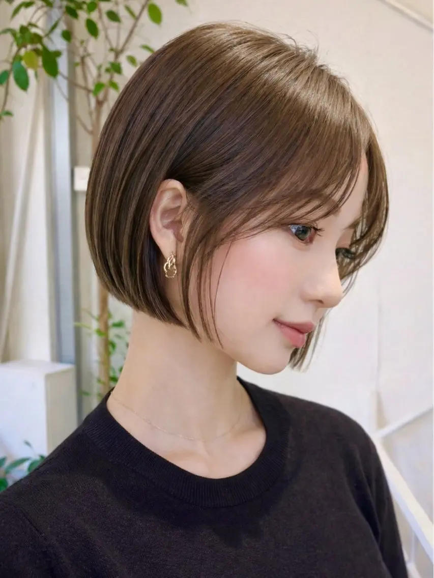 ショート カット ヘアカラー トリートメント 角岡 真帆/ボブ/髪質改善のヘアスタイル
