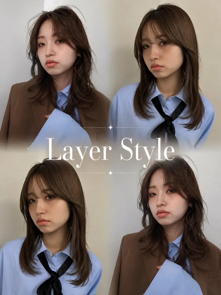 ミディアム カラー カット ヘアカラー トリートメント チャコ|暖色 |ボブ•レイヤーのヘアスタイル