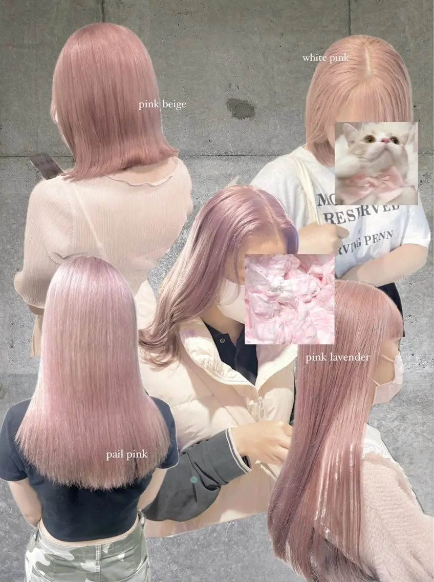 セミロング カラー ブリーチ ハイトーンカラー ピンクカラー ヘアカラー 透明感カラー・レイヤ ー🎀amika🎀のヘアスタイル