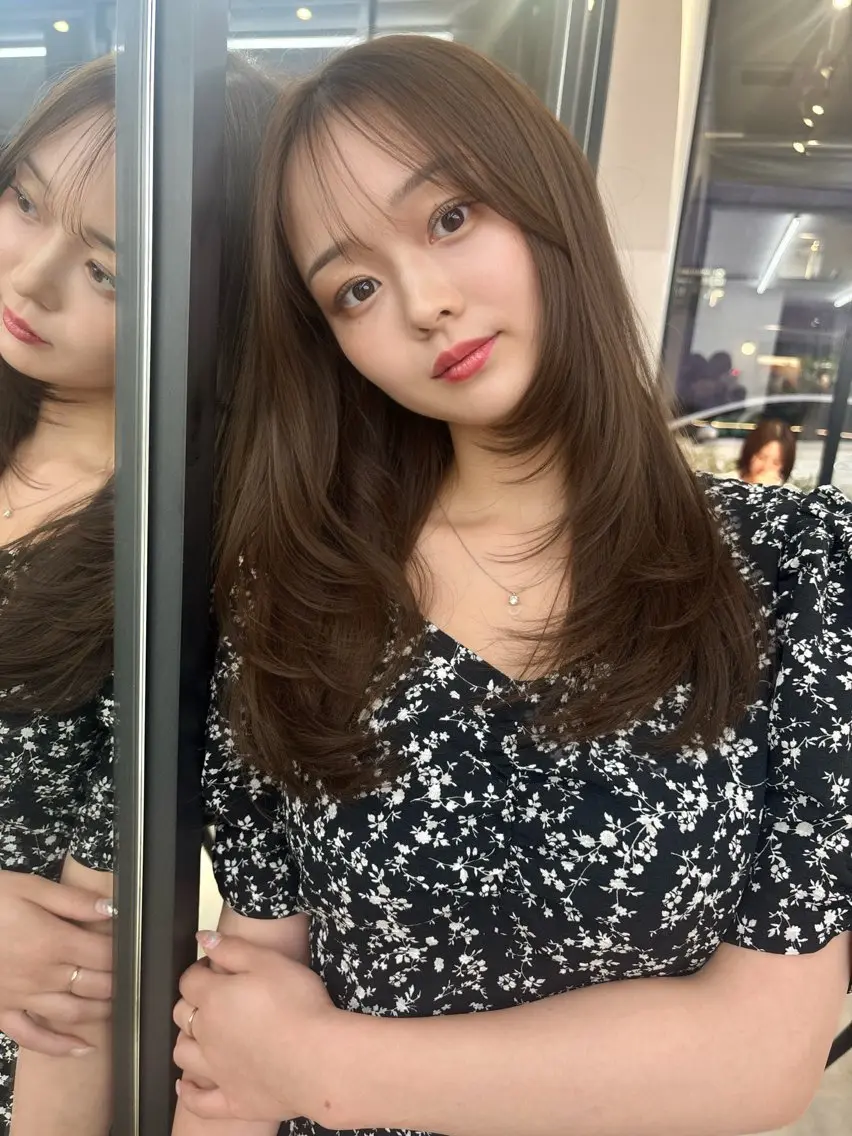 ロング カラー ヘアカラー 韓国風レイヤーカット 松葉翔のヘアスタイル