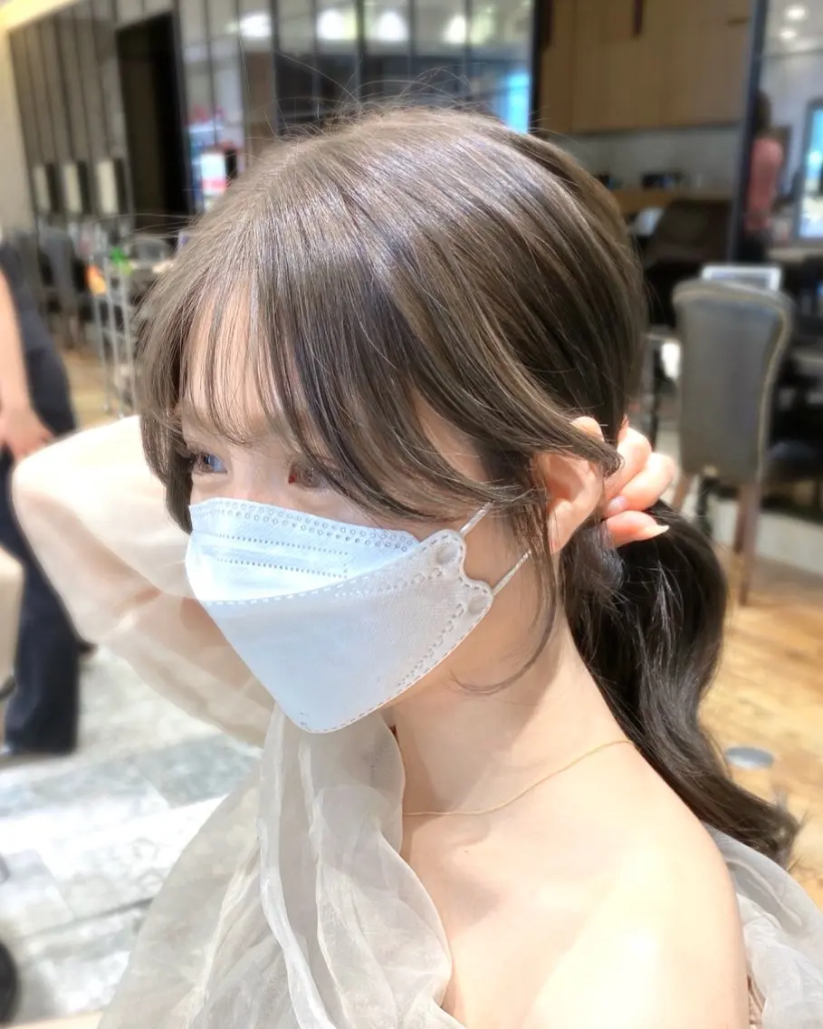 セミロング カラー 顔まわりカット🌟 くびれヘア/寺門遥輝のヘアスタイル