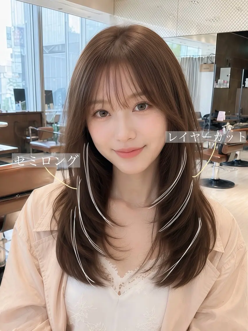 ロング カット ヘアカラー 透明感カラー/韓国レ イヤー/宮下知也のヘアスタイル