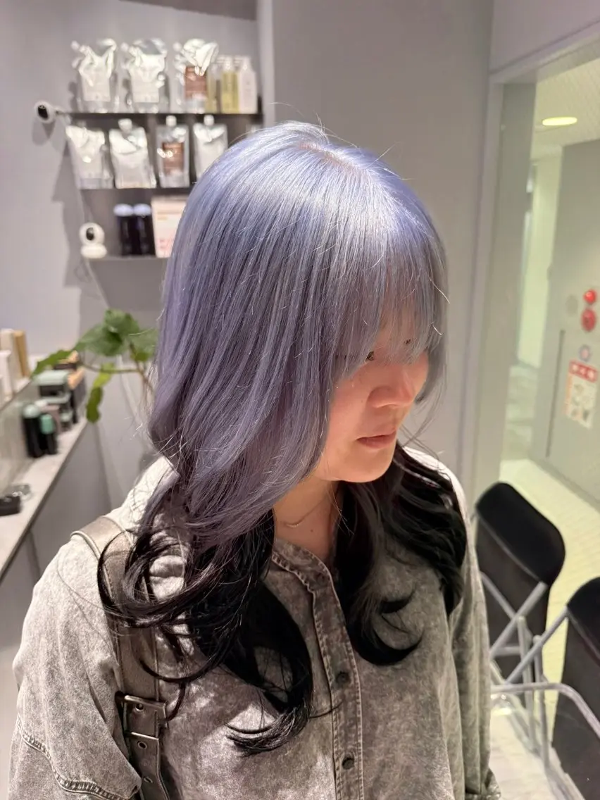 ロング カラー 黒髪 ハイトーンレイヤー 顔まわりSOTAのヘアスタイル