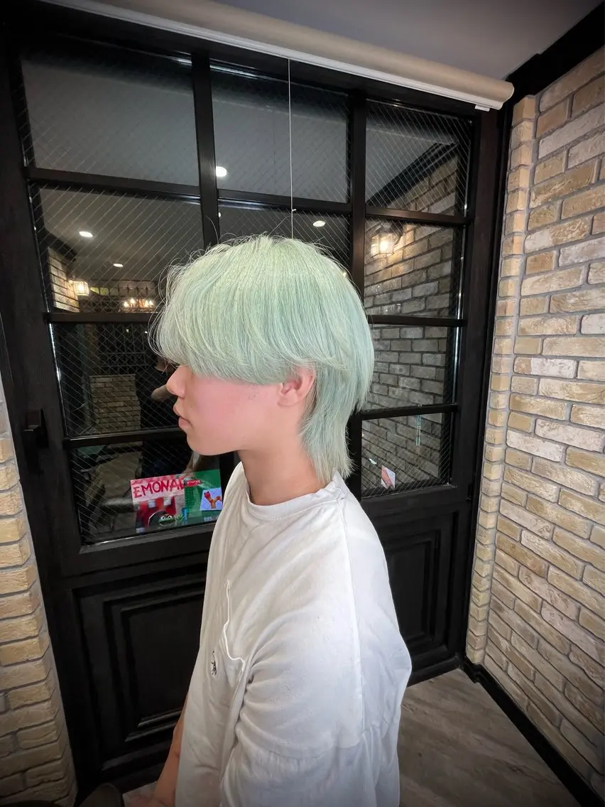 ミディアム カラー メンズ メンズウルフカット ウルフカット Monan渋谷 YUUKIのヘアスタイル