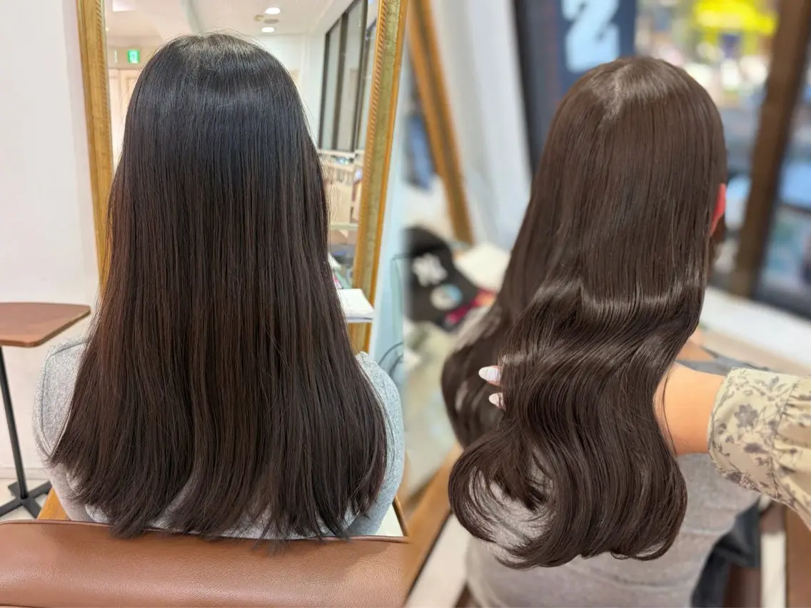 ロング ヘアカラー トリートメント 巻ける🫧縮毛矯正 💞はな🎀のヘアスタイル