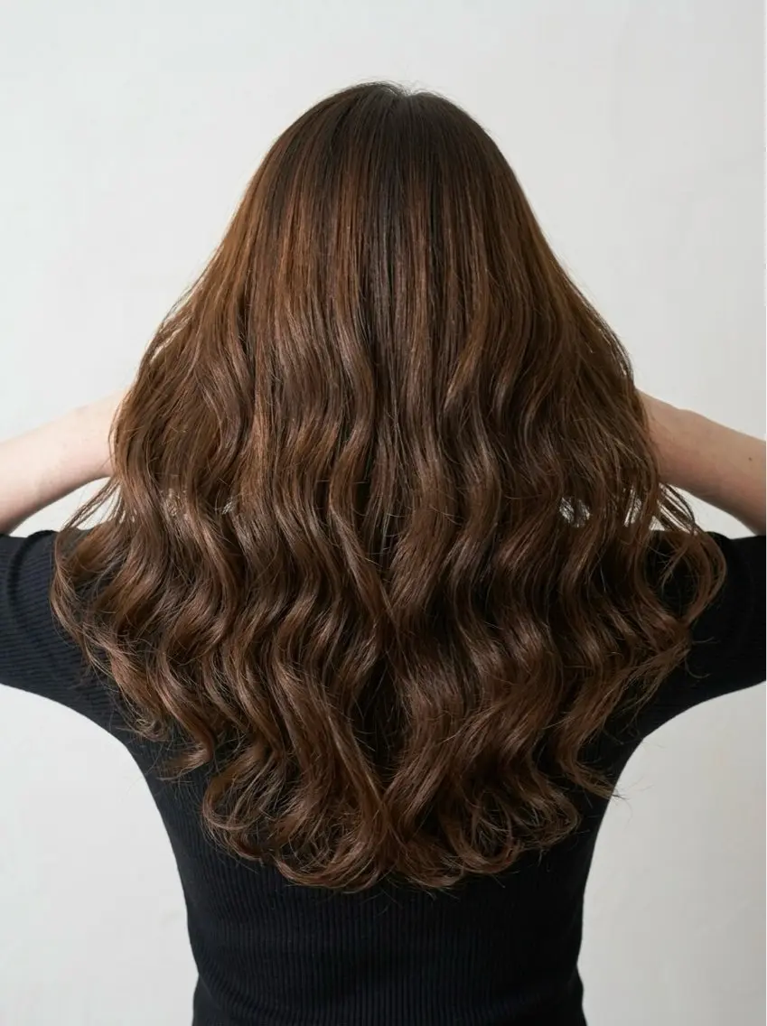 ロング 髪質改善 レイヤーカット カット パーマ トリートメント 拓麿✂︎/韓国ヘア× コテ巻きパーマのヘアスタイル