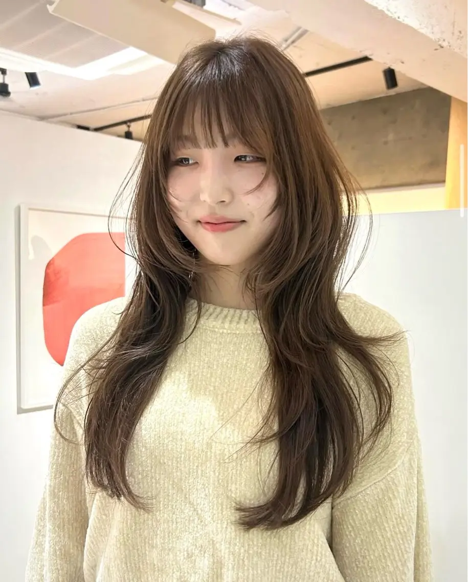 ロング ハッシュカット 似合わせレイヤー ＆縮毛矯正のヘアスタイル