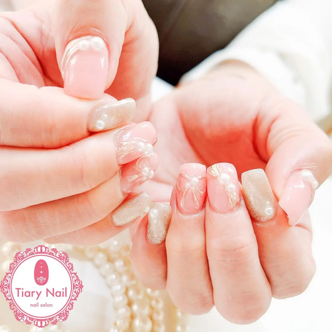 ネイル 桜ネイル 成人式 長さ出し フラッシュネイル フットネイル ハンドネイル 💗🪽Tiary Nail🪽💗のネイルデザイン