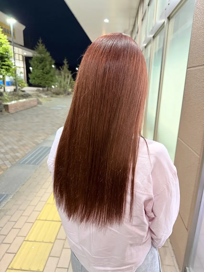 ロング カラー ブリーチ ブラウンカラー ダブルカラー オレンジ オレンジブラウン 加藤 奈菜のヘアスタイル