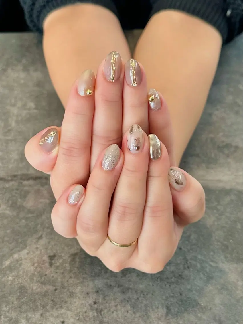 ネイル フラワーネイル 大理石ネイル(マーブル) ニュアンスネイル シンプルネイル 夏ネイル nail salon amanoのネイルデザイン