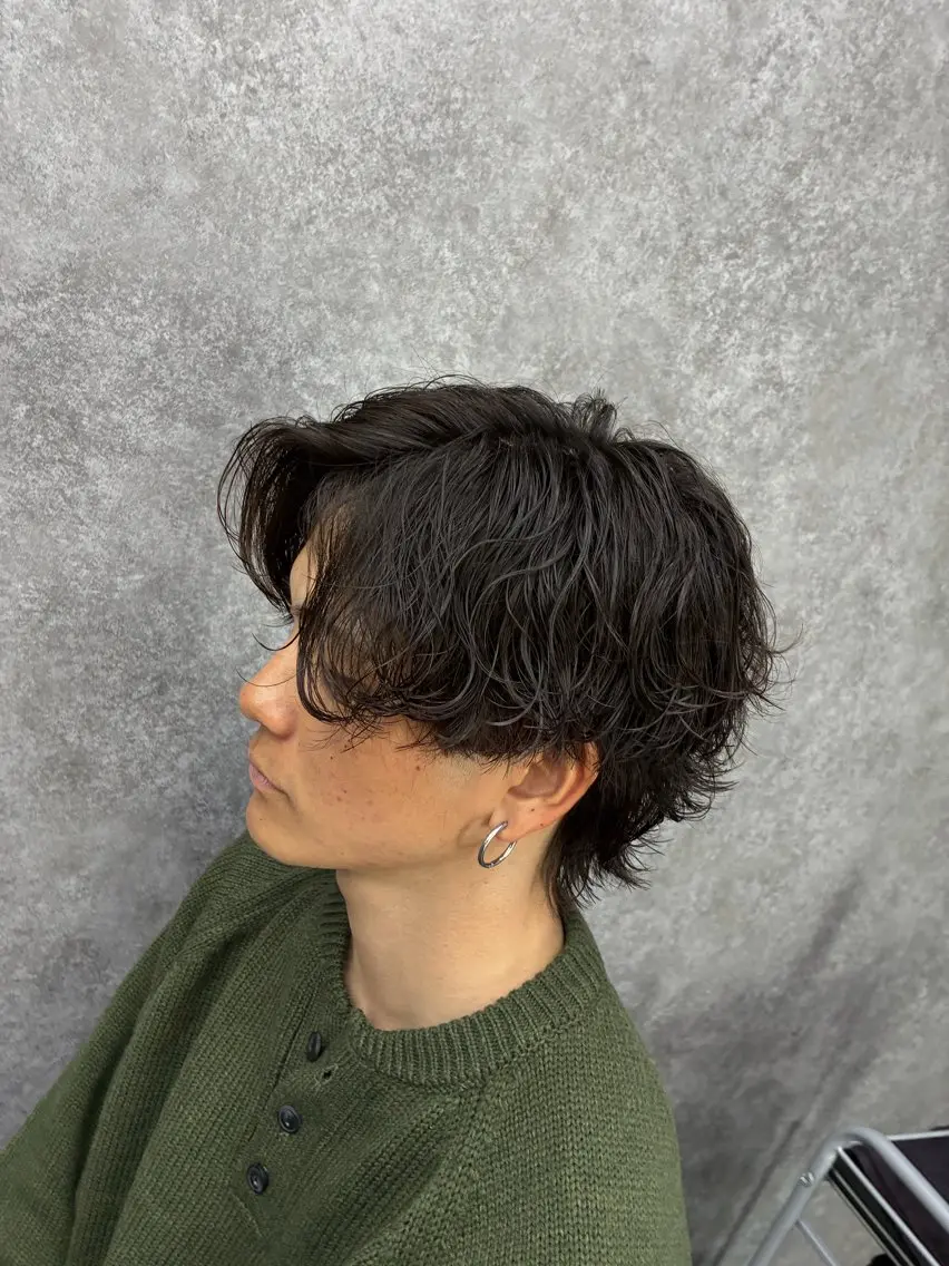 パーマ メンズ カット パーマ 深野 ちさとのヘアスタイル