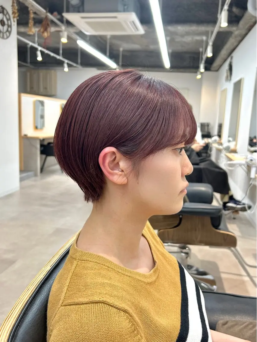 ショート カラー ピンクカラー レッドカラー ショートヘア カット ヘアカラー トリートメント ハイライト/レイヤー /艶髪/吉田愛望のヘアスタイル