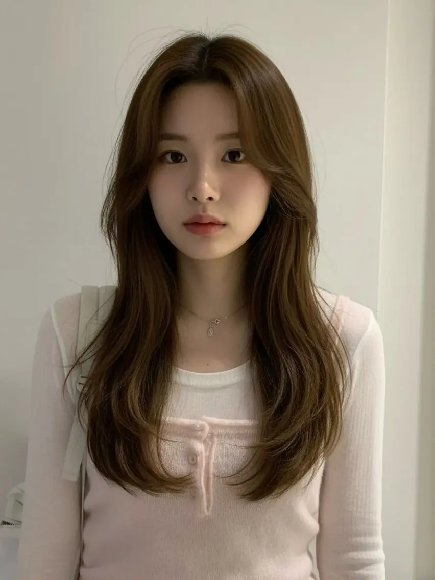 セミロング くびれヘア 顔まわりレイヤー 韓国風ヘア レイヤーカット 小顔カット カット ヘアカラー 韓国レイヤーカット 🫧大阪梅田レイヤーのヘアスタイル