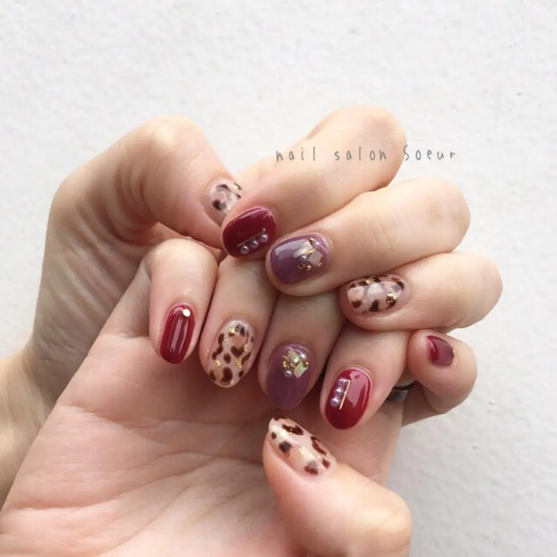 ネイル アニマル柄 アートネイル ジェルネイル 持ち込み ハンドネイル nail salon Soeurのネイルデザイン
