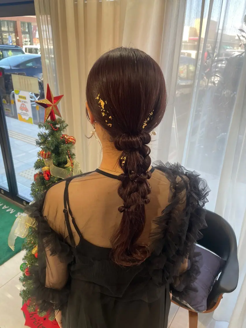 ヘアアレンジ 結婚式・ブライダル ヘアセット 【透明感カラー💎う るツヤ美髪🫧】ナミのヘアスタイル