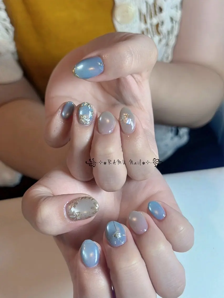 ネイル キラキラネイル マグネットネイル ミラーネイル ピンク 夏ネイル ハンドネイル RAMU Nail 恵比寿店のネイルデザイン