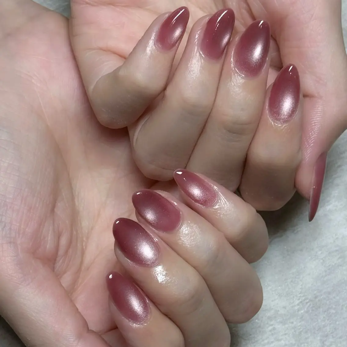 ネイル マグネットネイル ビー玉ネイル ピンク ハンドネイル Wakana .Sのネイルデザイン