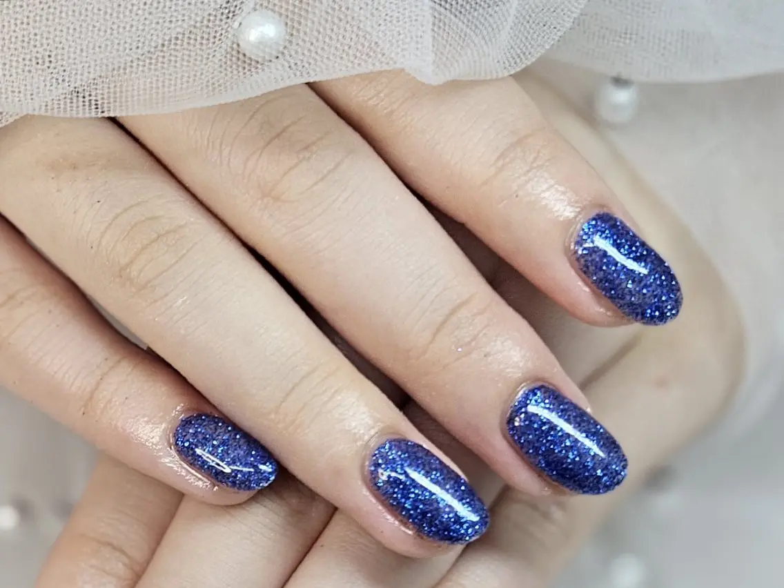 ネイル ブルー ラメ(グリッター) ハンドネイル ハンドケア 心斎橋Salon Epokkuのネイルデザイン