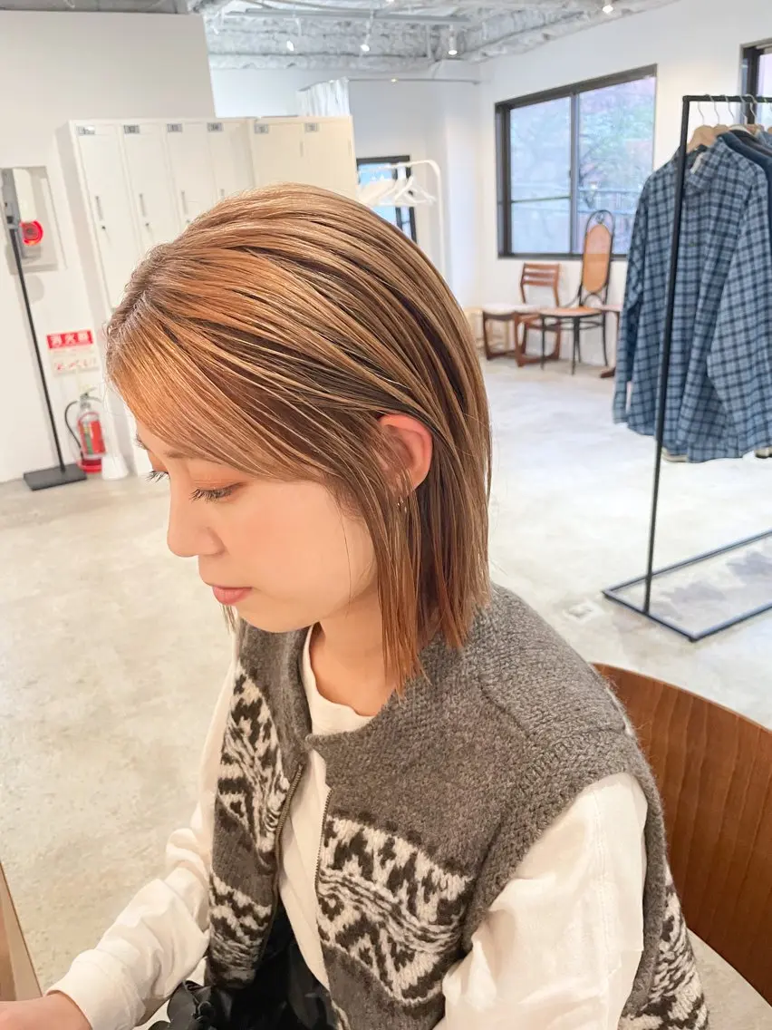 ミディアム カラー バレイヤージュ ハイライトカラー ハイライト レイヤーカット Takuma Suzuki中目黒のヘアスタイル