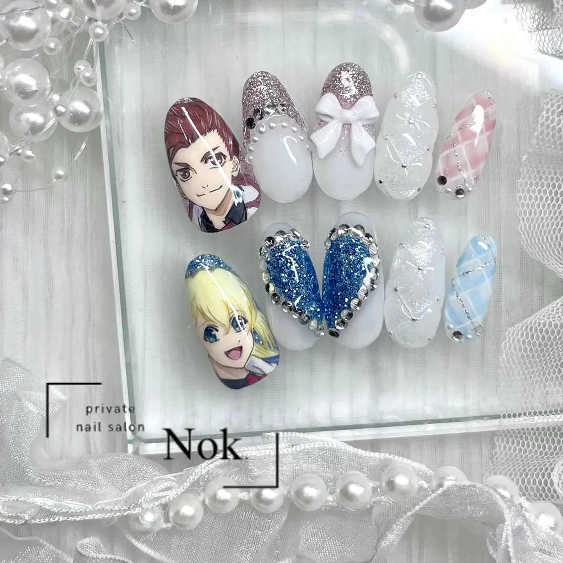 ネイル リボン ハンドネイル 池袋痛ネイル Nok. 渡辺のネイルデザイン